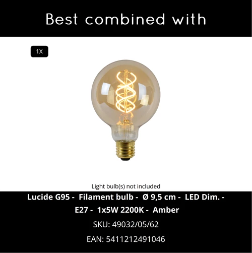 Lucide JULIUS - Pendelleuchten - Ø 20 cm - 1xE27 - Rauchfarbe Grau - CROSSSELL